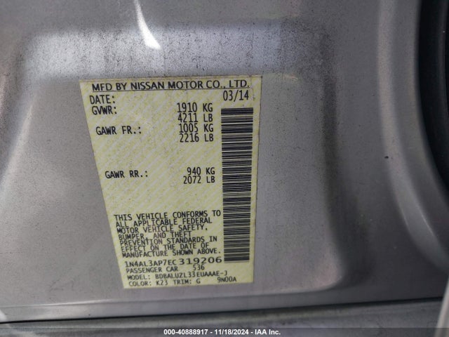 Nissan Altima 2.5 Sv 2014 1N4AL3AP7EC319206 Image 9