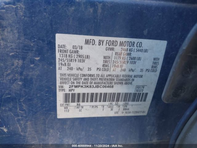 2FMPK3K83JBC06468 Ford Edge Titanium