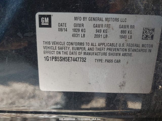 1G1PB5SH5E7447732 Chevrolet Cruze Ls Manual