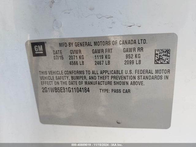 2G1WB5E31G1104184 Chevrolet Impala Limited Lt