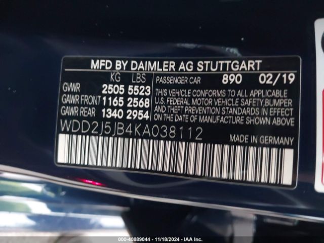 WDD2J5JB4KA038112 Mercedes-Benz CLS 450