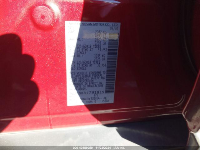 5N1AT2MT2LC791819 Nissan Rogue Sv Fwd