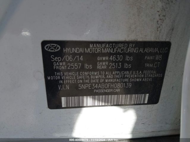 5NPE34AB0FH080139 Hyundai Sonata Sport 2.0t