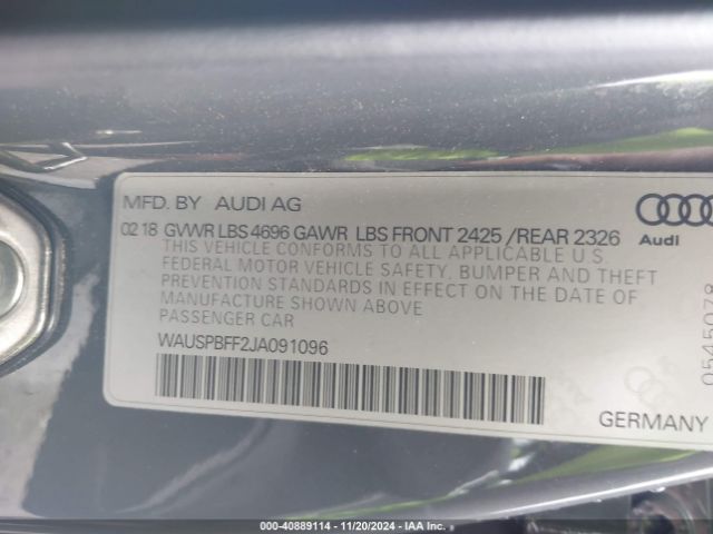 WAUSPBFF2JA091096 Audi A3 E-tron 1.4t Premium
