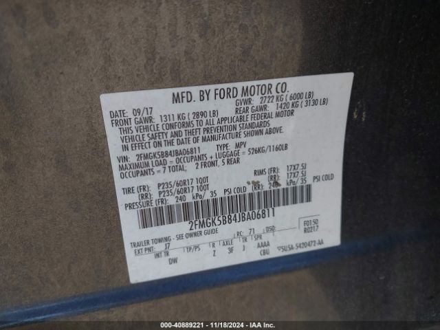2FMGK5B84JBA06811 Ford FLEX SE