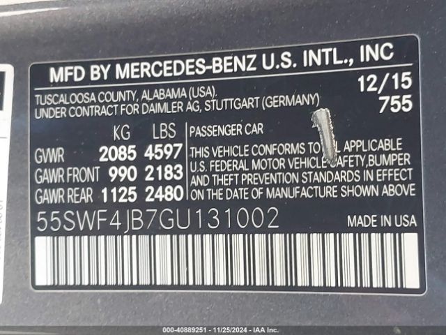 55SWF4JB7GU131002 Mercedes-Benz C-class C 300/luxury/sport
