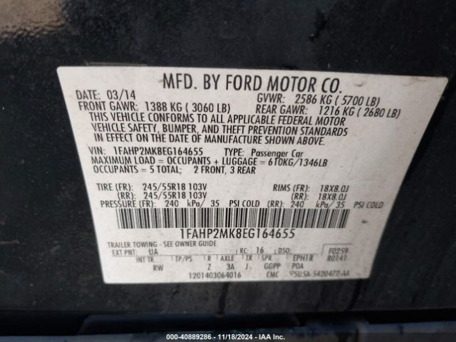 1FAHP2MK8EG164655 Ford Police Interceptor