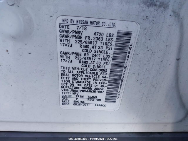 Nissan ROGUE SV 2018 JN8AT2MV4JW351087 Image 9