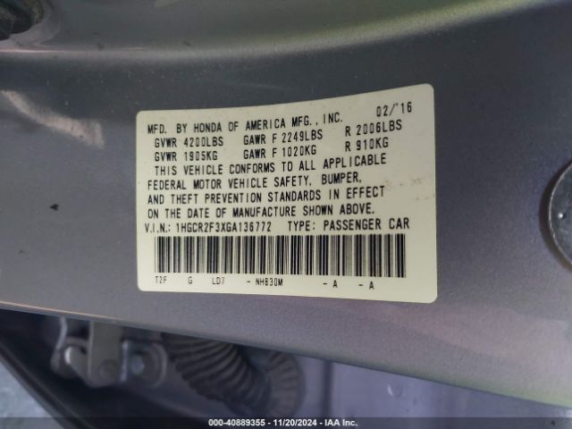 1HGCR2F3XGA136772 Honda ACCORD LX