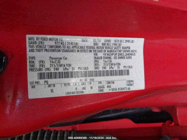 Ford FOCUS SE 2014 1FADP3F28EL240903 Image 9