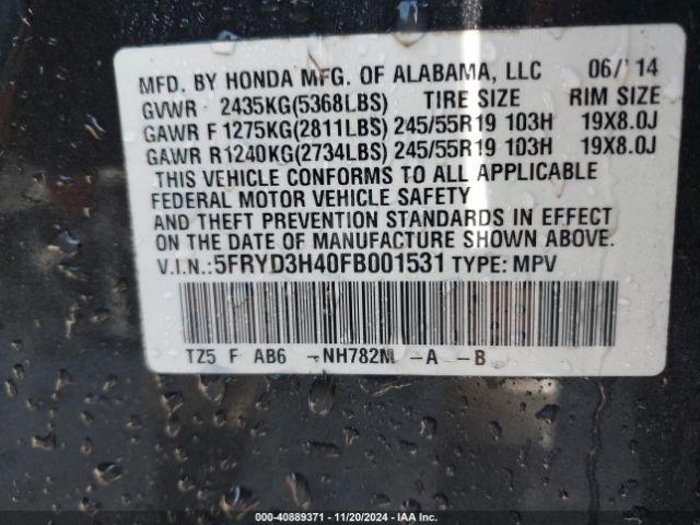 5FRYD3H40FB001531 Acura Mdx Technology Package