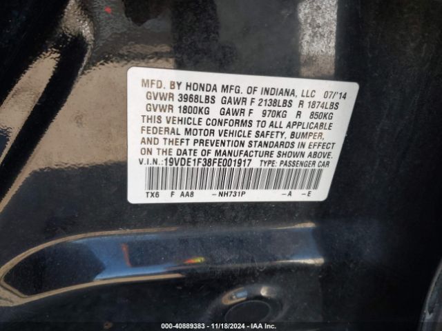 19VDE1F38FE001917 Acura Ilx 2.0l