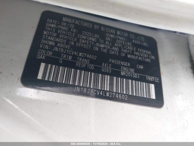 JN1BJ1CV4LW274602 Nissan Rogue Sport S Fwd Xtronic Cvt