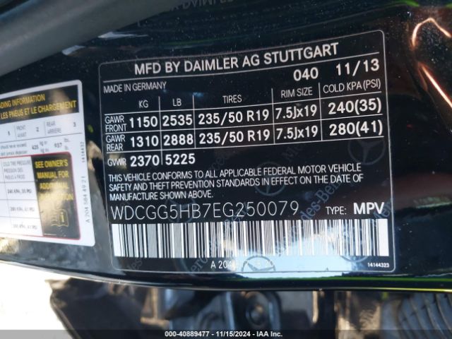 WDCGG5HB7EG250079 Mercedes-Benz GLK 350