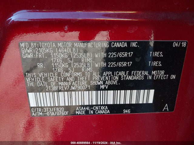 Toyota RAV4 LE 2018 2T3BFREV7JW790071 Image 9