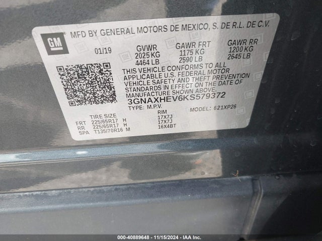 3GNAXHEV6KS579372 Chevrolet EQUINOX LS