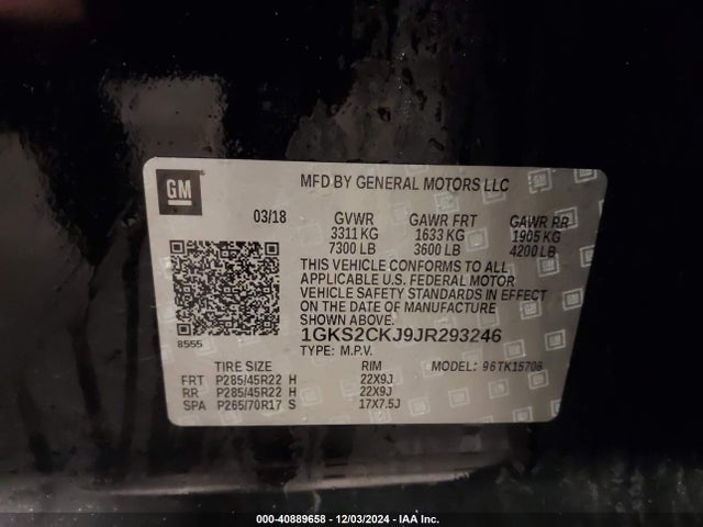 1GKS2CKJ9JR293246 GMC YUKON DENALI