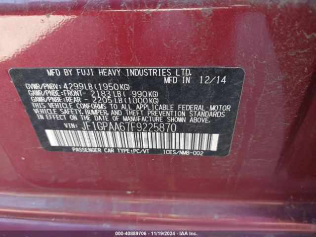 JF1GPAA67F9225870 Subaru Impreza 2.0i