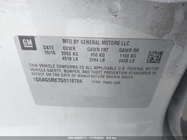 1G6AG5RX7G0118704 Cadillac Ats Standard