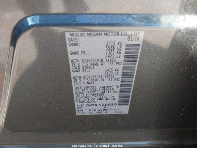 5N1DL0MN9JC520689 Infiniti QX60