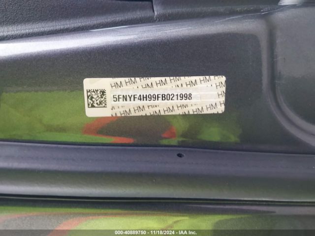 5FNYF4H99FB021998 Honda Pilot Touring