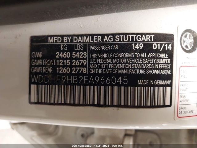 WDDHF9HB2EA966045 Mercedes-Benz E 250 Bluetec 4matic