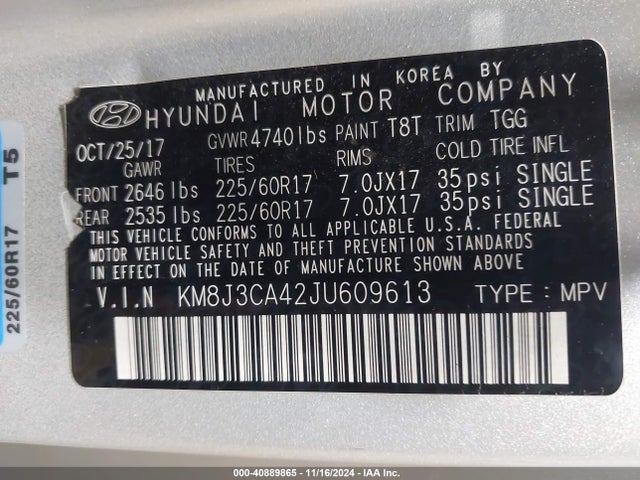 Hyundai TUCSON SEL 2018 KM8J3CA42JU609613 Image 9
