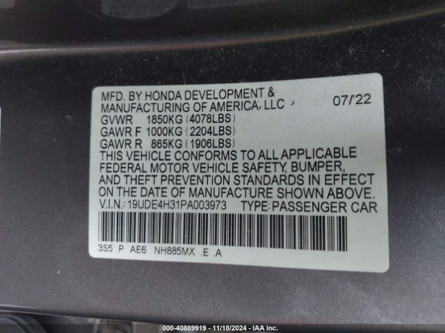 19UDE4H31PA003973 Acura Integra A-spec
