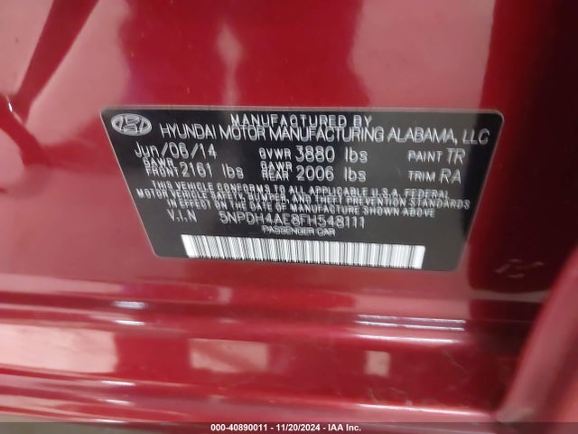 Hyundai ELANTRA SE 2015 5NPDH4AE8FH548111 Image 9