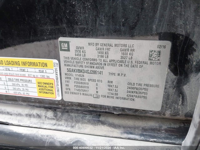 Buick Enclave Leather 2016 5GAKVBKD4GJ286141 Image 9
