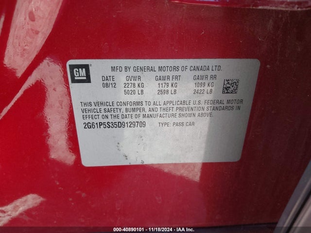 2013 CADILLAC XTS 2G61P5S35D9129709 Photo 8