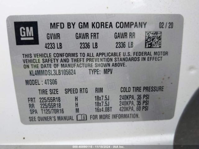 KL4MMDSL3LB105624 Buick Encore Gx Fwd Select
