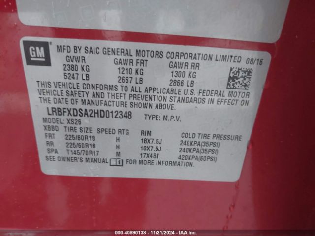LRBFXDSA2HD012348 Buick Envision Essence