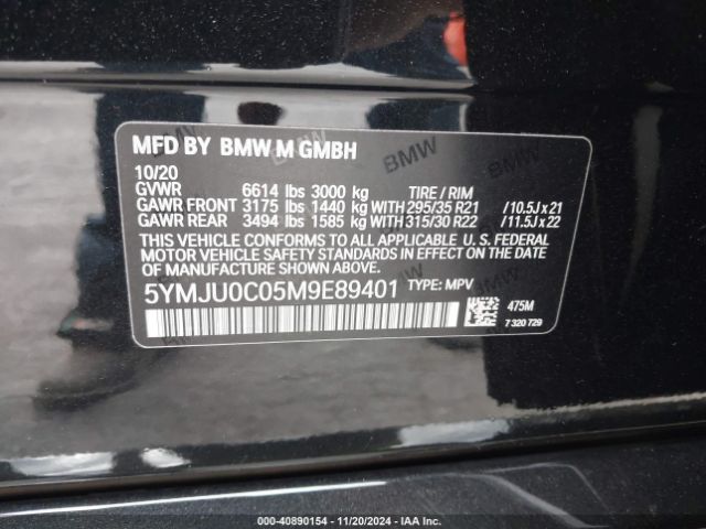 5YMJU0C05M9E89401 BMW X5 M