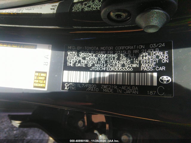 JTDBCMFE0R3053366 Toyota Corolla Hybrid Le