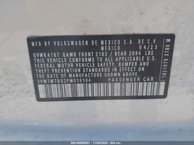 3VW7M7BU2PM036384 Volkswagen Jetta 1.5t Se