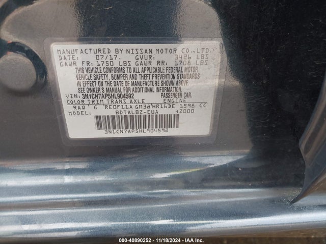 Nissan Versa 1.6 Sv 2017 3N1CN7AP5HL904592 Image 9