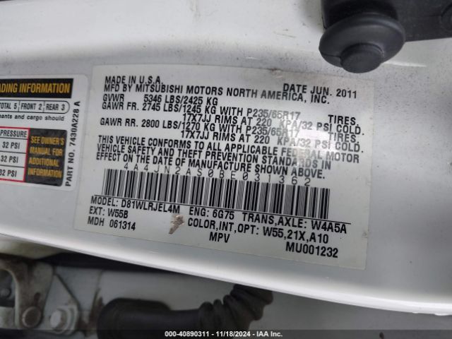 2011 MITSUBISHI ENDEAVOR 4A4JN2AS0BE031362 Photo 8