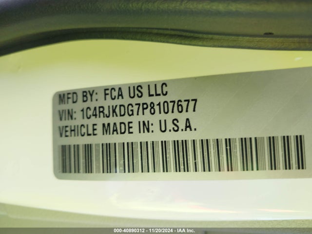 1C4RJKDG7P8107677 Jeep Grand Cherokee L Overland 4x4