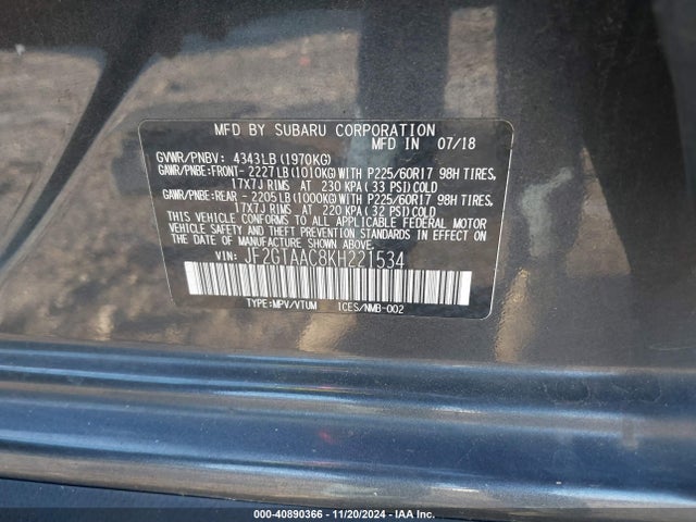 JF2GTAAC8KH221534 Subaru Crosstrek 2.0i