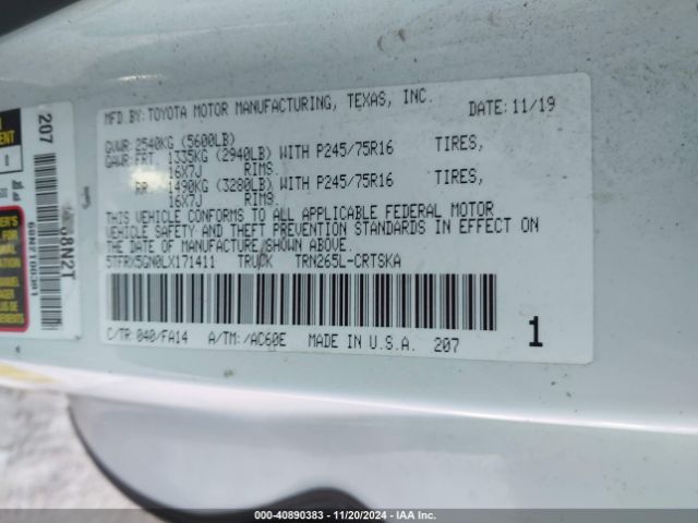 5TFRX5GN0LX171411 Toyota Tacoma Sr