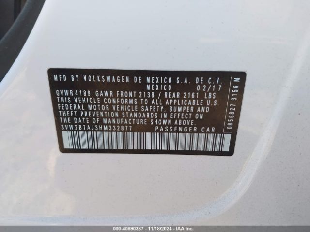 3VW2B7AJ3HM332877 Volkswagen Jetta 1.4t S