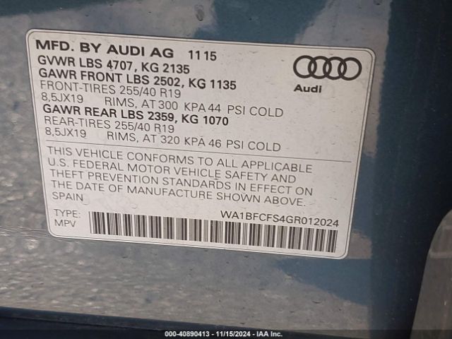 WA1BFCFS4GR012024 Audi Q3 2.0t Premium Plus