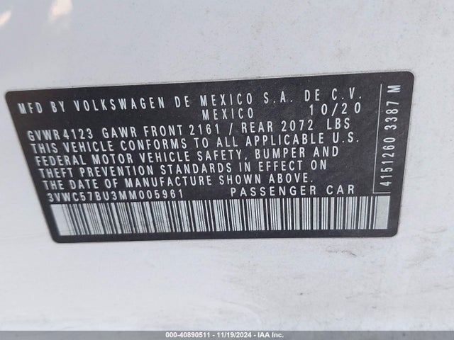 Volkswagen Jetta 1.4t R-line/1.4t S/1.4t Se 2021 3VWC57BU3MM005961 Image 9