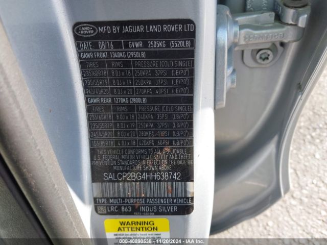 SALCP2BG4HH638742 Land Rover Discovery Sport Se