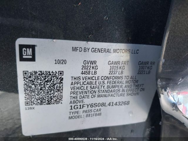 1G1FY6S08L4143268 Chevrolet Bolt Ev Fwd Lt