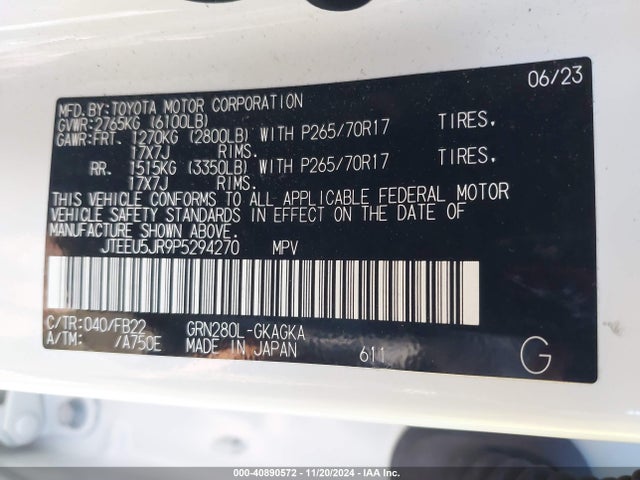 Toyota 4RUNNER SR5 2023 JTEEU5JR9P5294270 Image 9