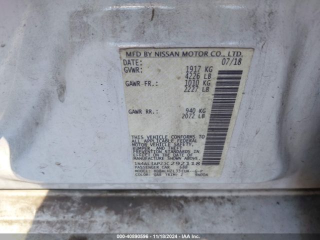 1N4AL3AP2JC292118 Nissan Altima 2.5 Sr