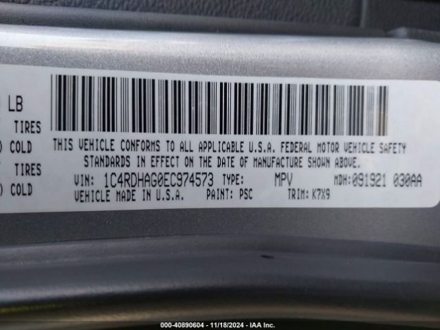 1C4RDHAG0EC974573 Dodge Durango Sxt