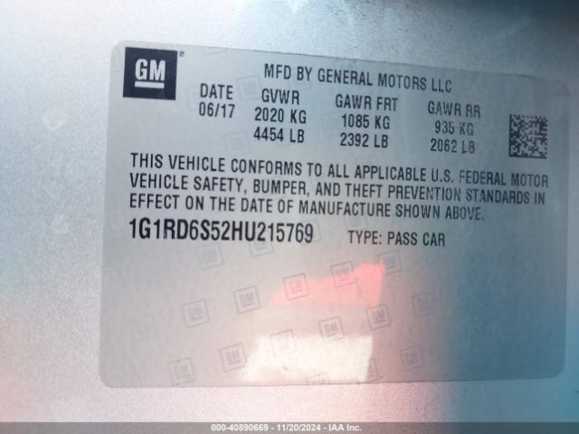 1G1RD6S52HU215769 Chevrolet Volt Premier